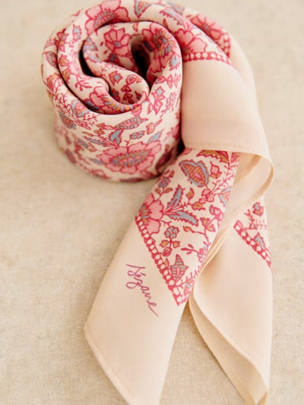 Sezane Cleophee Scarf - Pink Floral Print